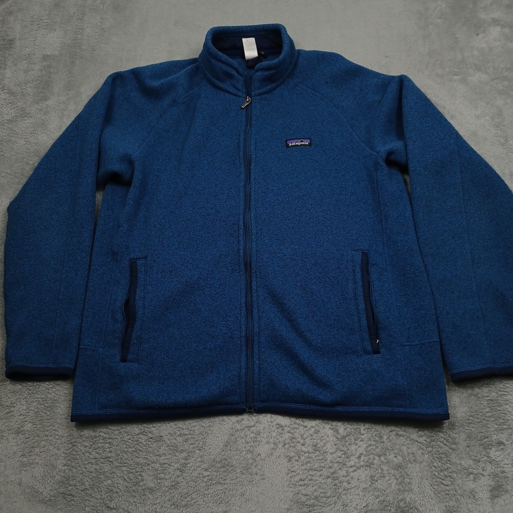 Patagonia Jacket Mens Large Blue Full Zip Fleece Pockets Outdoor Casual